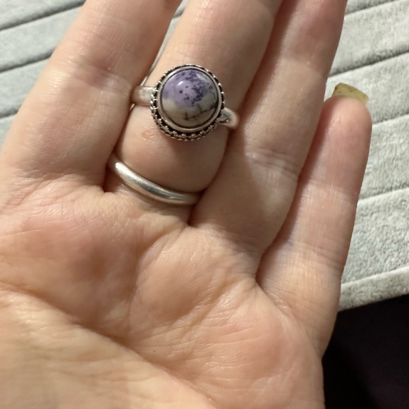 New Sterling Silver Purple Utah Tiffany Stone Sz 8.75 Circle Stone Raised Bezel - Picture 8 of 9